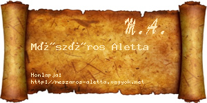 Mészáros Aletta névjegykártya