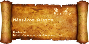 Mészáros Aletta névjegykártya